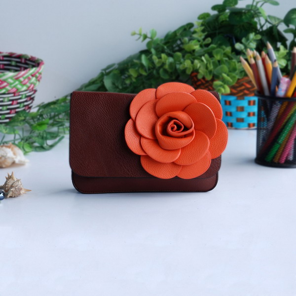 Picture of  BX060-BROWN Luxurious Coffee - Flower Leatherette Clutch Shoulder Bag Clutch Casual Purse