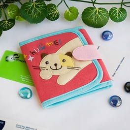 Picture of  K-191-CAT 4.7 x 4.3 in. Hug Me - Embroidered Applique Fabric Art Trifold Wallet Purse &amp; Card Holder