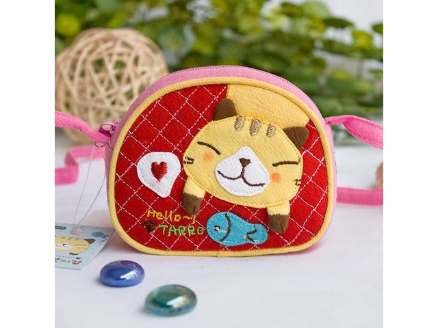 Picture of  GA-35-CAT 3.9 x 3.3 in. Kitty &amp; Fish - Embroidered Applique Swingpack Bag Purse  Wallet Bag &amp; Coin Purse