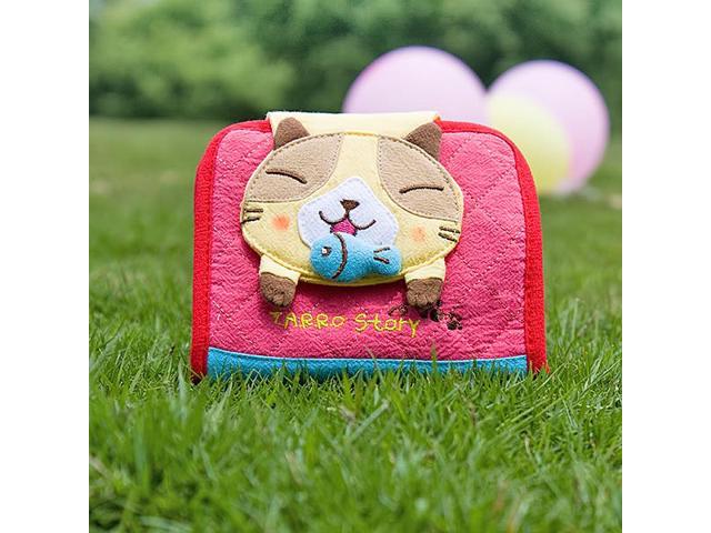 Picture of  GA-40-YELLOWCAT 4.9 x 3.9 in. Tarro story - Yellow Cat  Embroidered Applique Fabric Art Wallet Purse &amp; Card Holder