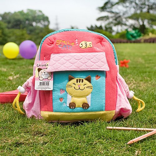 Picture of  K-152-CAT 7.9 x 8.7 x 2.4 in. Smile Cat - Embroidered Applique Kids School Backpack &amp; Outdoor Backpack