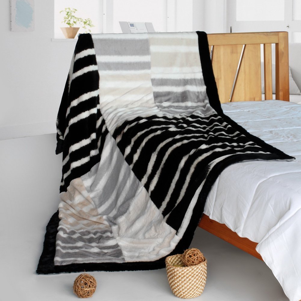 Picture of  ONITIVA-BLK-091 61 by 86.6 in. Onitiva - Romantic Trip Stylish Patchwork Throw Blanket  Black
