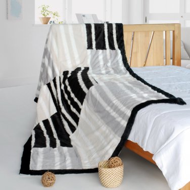 Picture of  ONITIVA-BLK-083 61 by 86.6 in. Onitiva - Enjoy Life Stylish Patchwork Throw Blanket  Grey