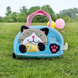 Picture of  K-18-CAT 7.1 x 4.3 x 2 in. Kitty Loves Fish - Embroidered Applique Kids Mini Handbag  Cosmetic Bag &amp; Travel Wallet