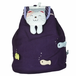 Picture of  K-245-PURPLE Swimming Fish Fabric Art School Backpack Outdoor Daypack  Purple