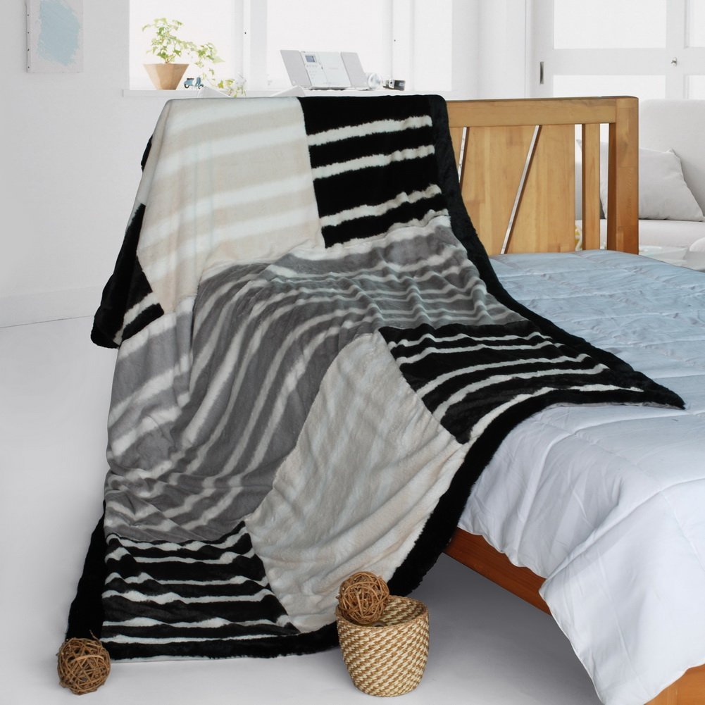 Picture of  ONITIVA-BLK-099 61 by 86.6 in. Onitiva - Charming Leopard Patchwork Throw Blanket  Purple