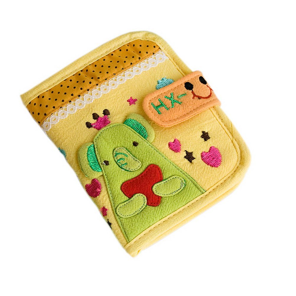 Picture of  HX-10-YELLOW 4.7 x 3.7 in. Green Elephant - Embroidered Applique Fabric Art Wallet Purse &amp; Card Holder