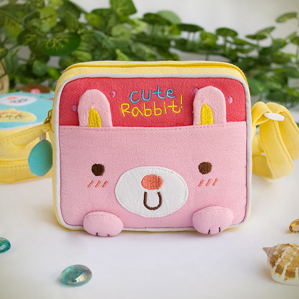 Picture of  K-212-RABBIT 4.4 x 3.2 in. Pretty Rabbit - Embroidered Applique Mini Swingpack Bag Purse  Wallet Bag &amp; Camera Bag