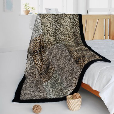 Picture of  ONITIVA-BLK-086 61 by 86.6 in. Onitiva - Fanstaty Animal Style Patchwork Throw Blanket  Brown
