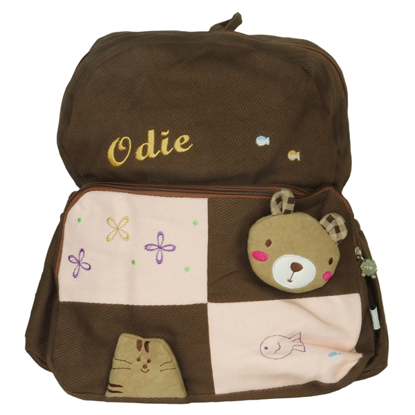 Picture of  K256-COFFEE Bear House Fabric Art School Backpack Outdoor Daypack  Maroon