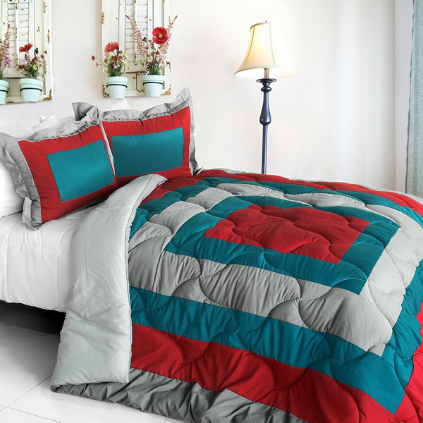 Picture of  ONITIVA-CFT01006-23BDR-MTP Loving the Sea - Quilted Patchwork Down Alternative Comforter Set  Full &amp; Queen Size - Blue