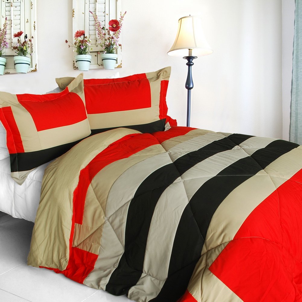 Picture of  ONITIVA-CFT01055-23BRK-MPTP Home Prairie - Quilted Patchwork Down Alternative Comforter Set  Full &amp; Queen Size - Red