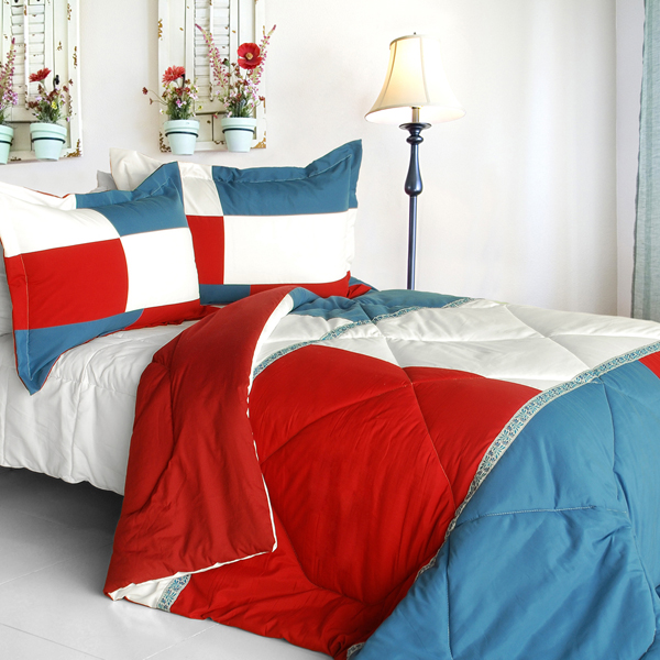 Picture of  ONITIVA-CFT01027-4BRK-MPTP Fate Sky - Quilted Patchwork Down Alternative Comforter Set  King Size - Red