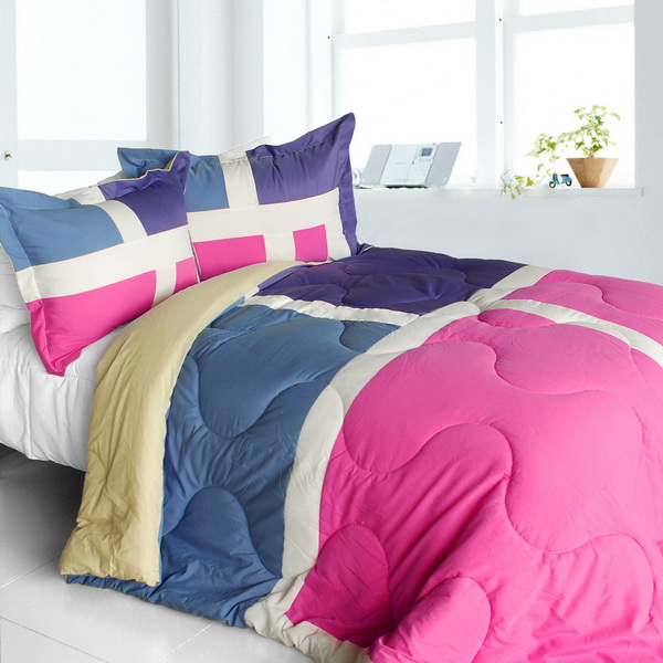 Picture of  ONITIVA-CFT01060-1BRK-MPTP Nice Tamil - Quilted Patchwork Down Alternative Comforter Set  Twin Size - Pink