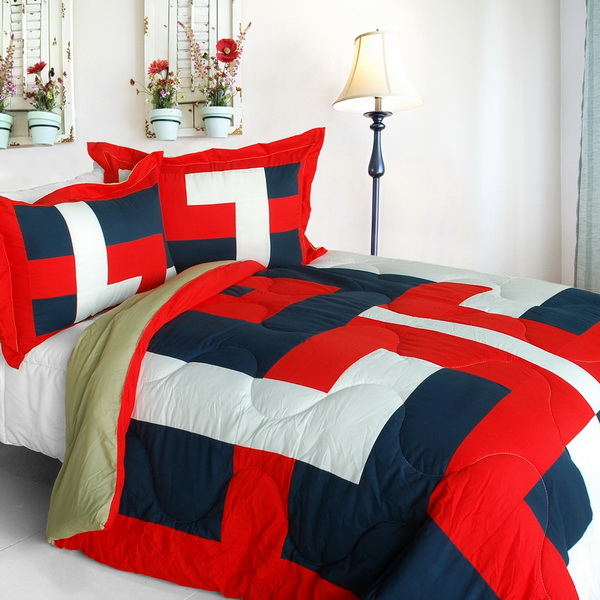 Picture of  ONITIVA-CFT01067-1BRK-MPTP Warm Cabin - Quilted Patchwork Down Alternative Comforter Set  Twin Size - Red