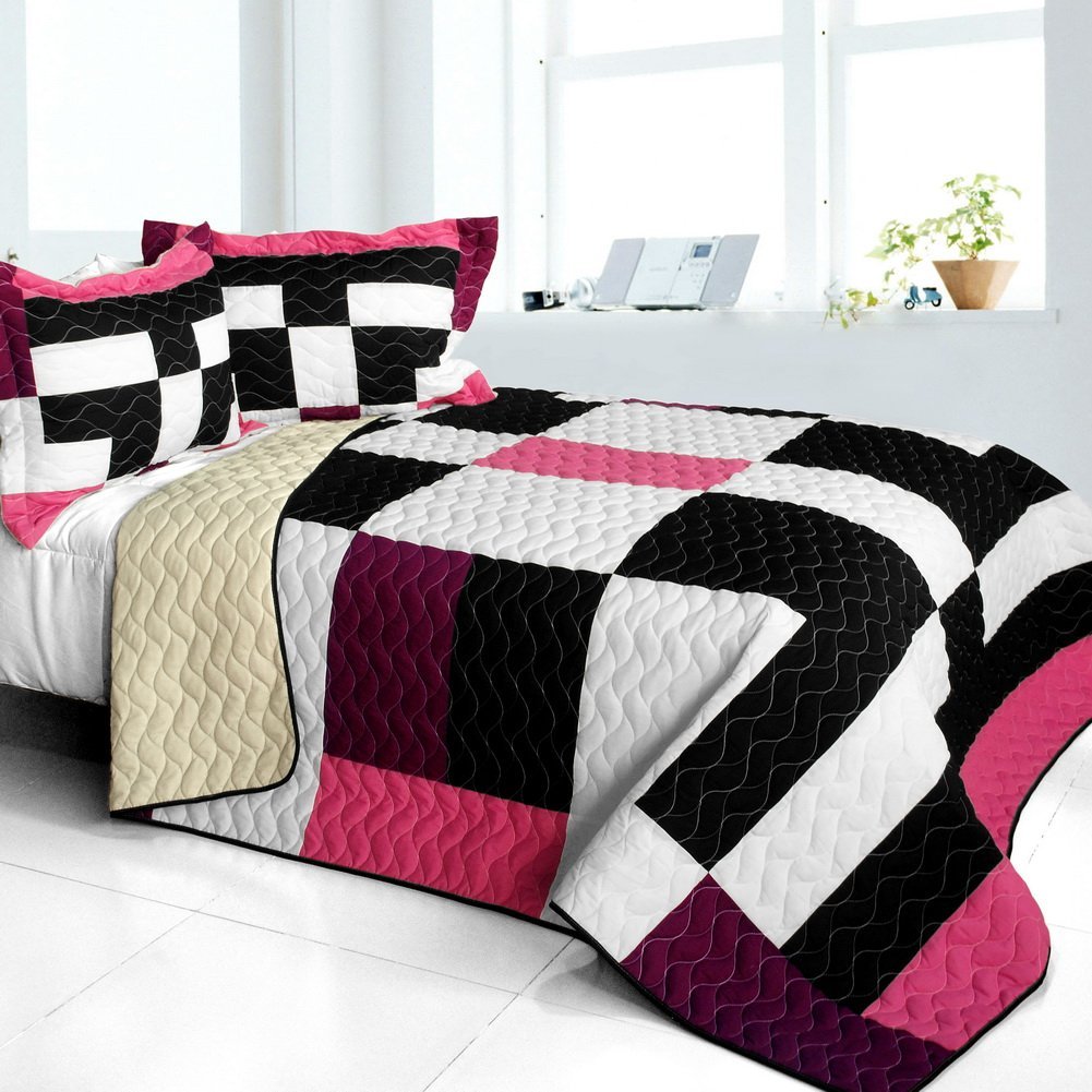 Love for A Child - 3 Pieces Vermicelli - Quilted Patchwork Quilt Set  Full & Queen Size - Multicolor