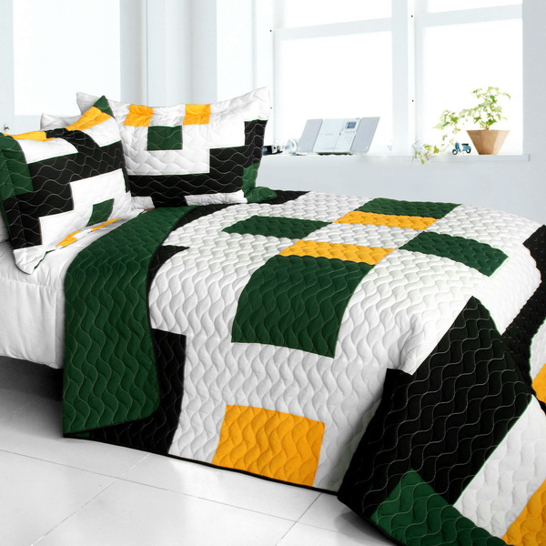 Wilderness Trip - 3 Pieces Vermicelli - Quilted Patchwork Quilt Set  Full & Queen Size - Multicolor