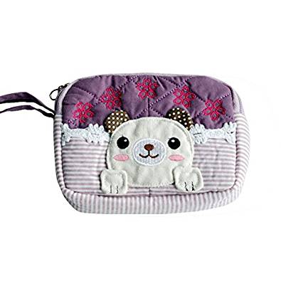 Picture of  THH498-PURPLE 5.1 x 3.9 x 1.1 in. Pretty Dog - Embroidered Applique Fabric Art Wallet Purse &amp; Pouch Bag
