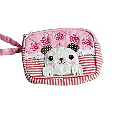 Picture of  THH498-PINK 5.1 x 3.9 x 1.1 in. Sweet Dog - Embroidered Applique Fabric Art Wallet Purse &amp; Pouch Bag