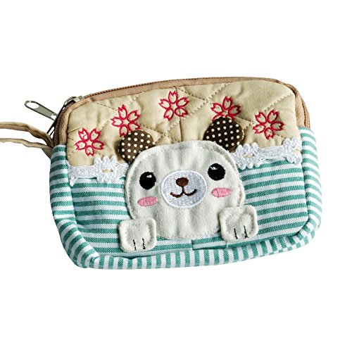Picture of  THH498-MINT 5.1 x 3.9 x 1.1 in. Cute Dog - Embroidered Applique Fabric Art Wallet Purse &amp; Pouch Bag