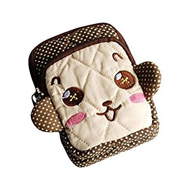 Picture of  THH517-BROWN 2.9 x 4.7 x 0.98 in. Active Monkey - Embroidered Applique Fabric Art Wallet Purse &amp; Pouch Bag