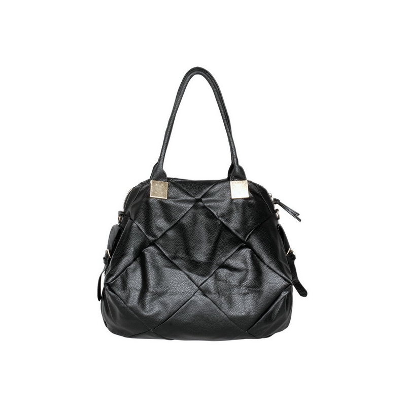 Picture of  XX356-BLACK Girl Friend - Stylish Black Double Handle Leatherette Bag Handbag Purse