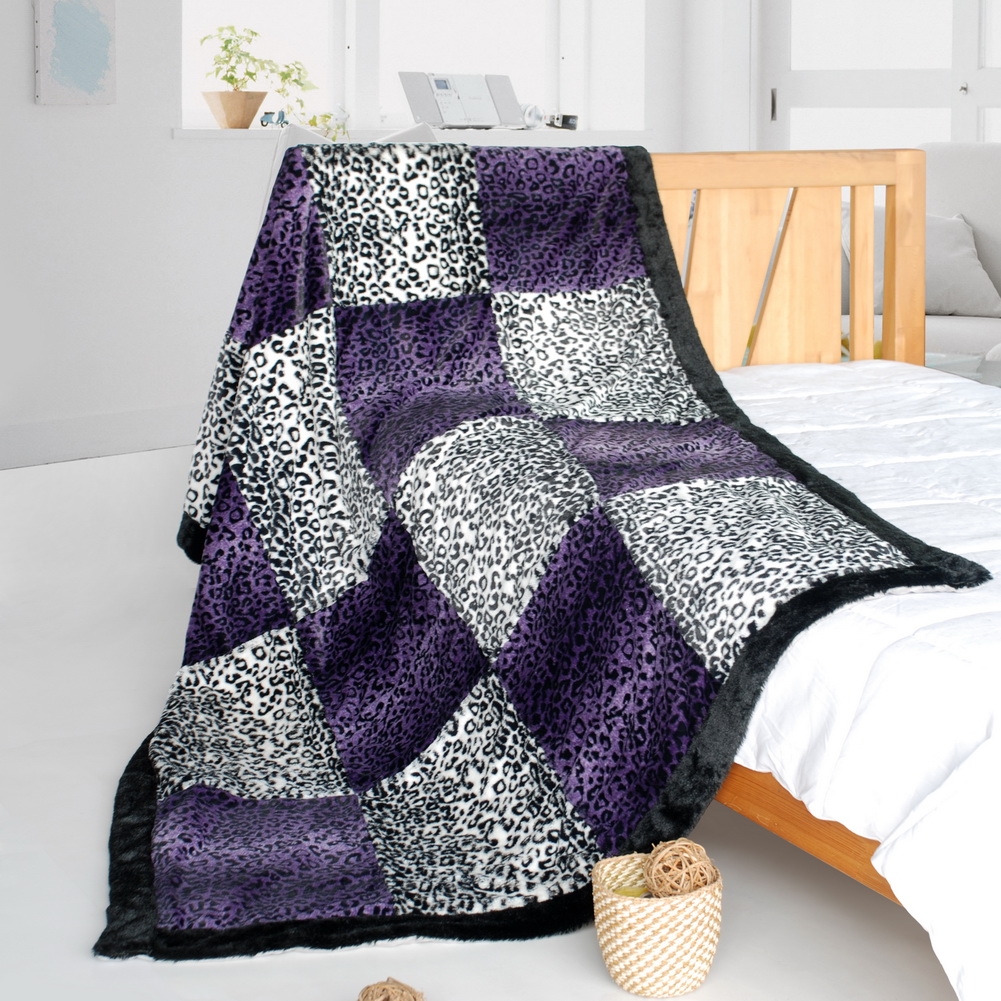 ONITIVA-BLK-081 61 by 86.6 in. Devil Nut Design Animal Style Patchwork Throw Blanket, Purple