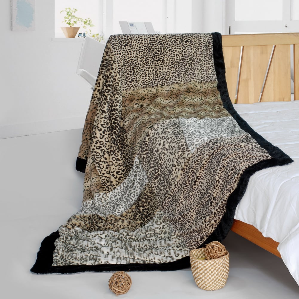 ONITIVA-BLK-085 61 by 86.6 in. Enthusiasm Design Animal Style Patchwork Throw Blanket, Brown