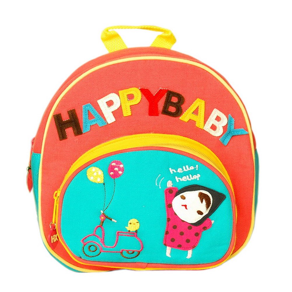 Picture of Blancho Bedding HX-34-RED 9 x 9.4 x 3.3 in. Active Girl Design Embroidered Applique Kids Fabric Art School & Outdoor Backpack - Red