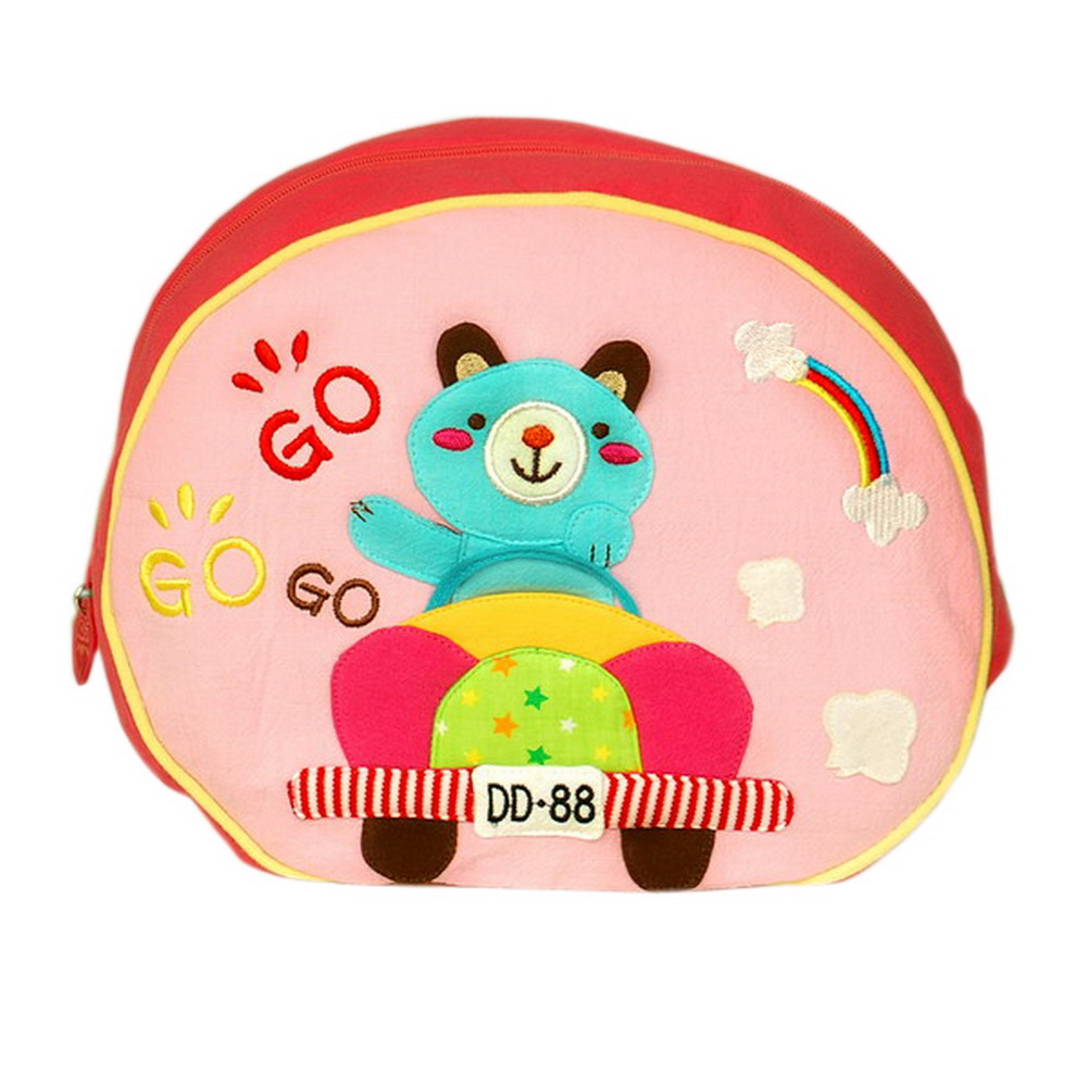 Picture of Blancho Bedding HX-5-PINK 9.6 x 8.3 x 2.7 in. Sweet Bear Design Embroidered Applique Kids Fabric Art School & Outdoor Backpack - Pink