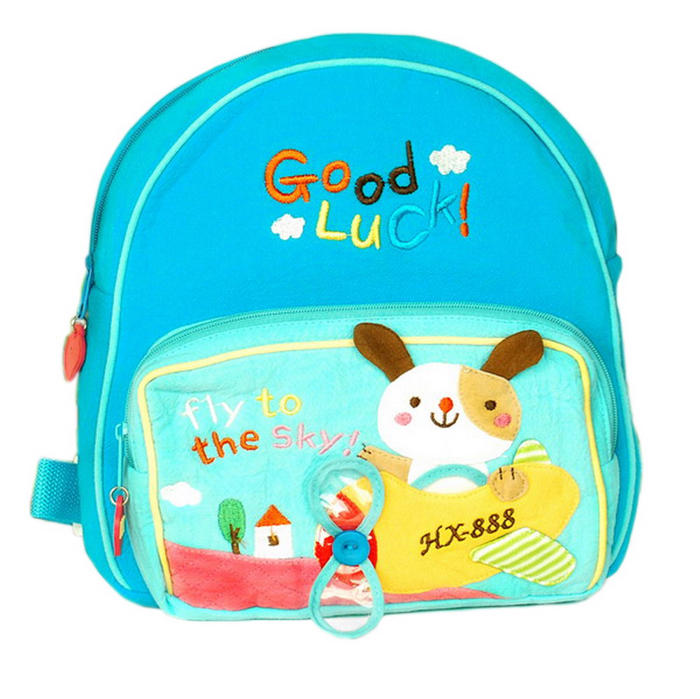 Picture of Blancho Bedding HX-6-BLUE 8.2 x 9 x 2.3 in. Honey Dog Design Embroidered Applique Kids Fabric Art School & Outdoor Backpack - Blue