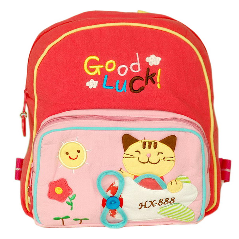 Picture of Blancho Bedding HX-6-RED 8.2 x 9 x 2.3 in. Honey Cat Design Embroidered Applique Kids Fabric Art School & Outdoor Backpack - Red