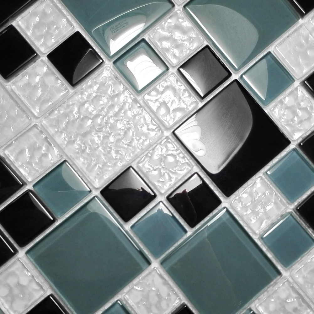 Picture of Blancho TIL-JFD-GM624-6PC Tricolor Lattice Design Peel & Stick Mosaic Decorative Wall Tile&#44; Multi Color - 6 Piece