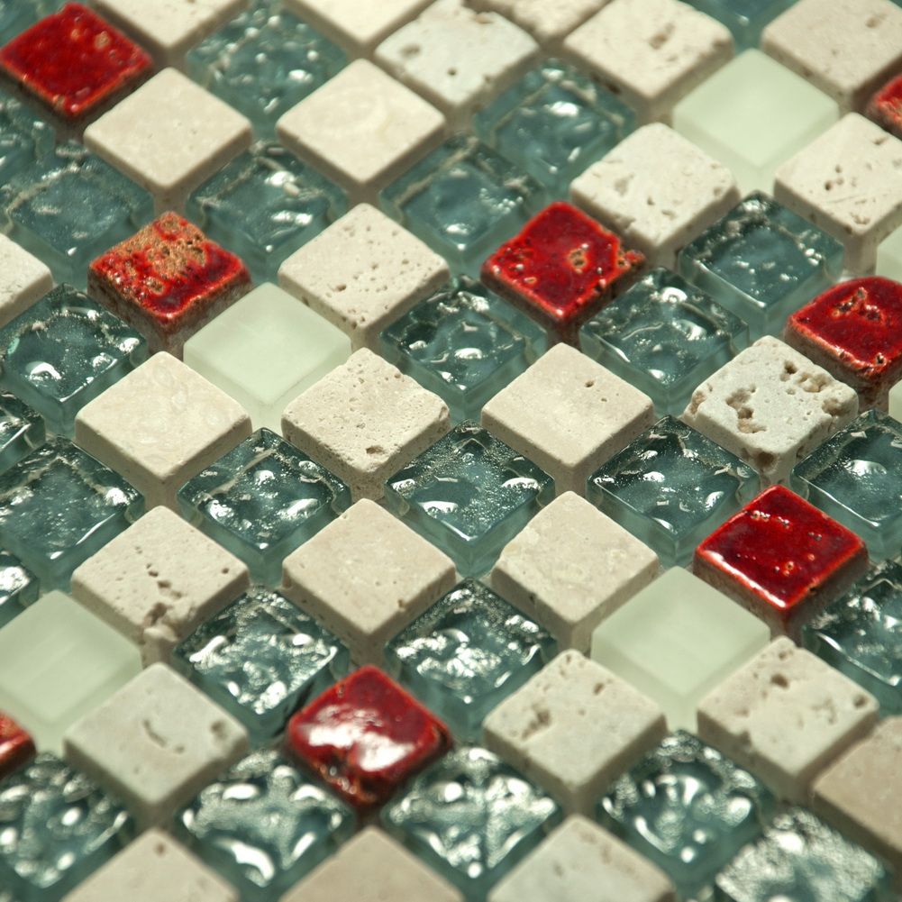Picture of Blancho TIL-JFD-MSK-31-10PC Aquamarine Grid Design Peel & Stick Mosaic Decorative Wall Tile&#44; Multi Color - 10 Piece