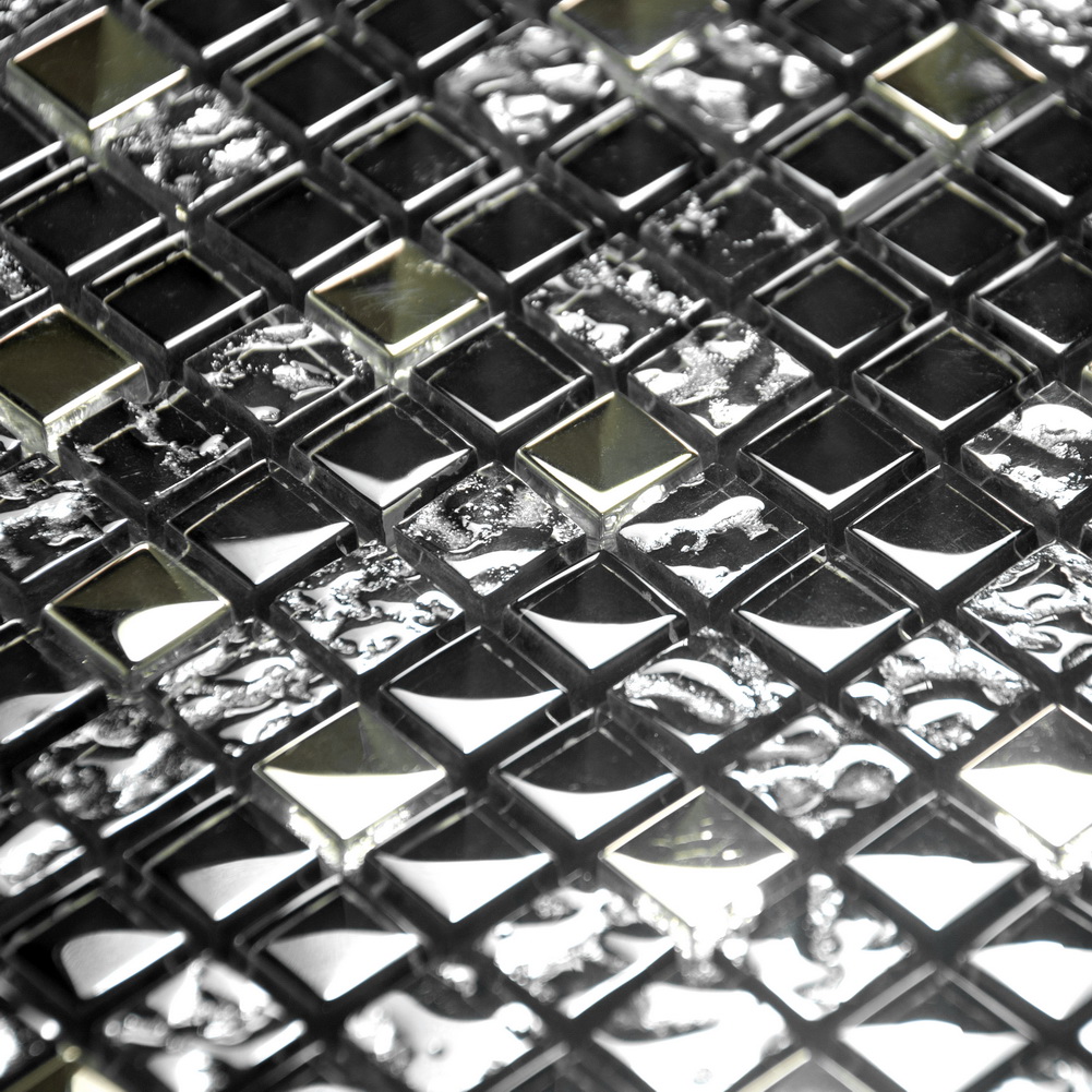 Picture of Blancho TIL-JFD-STD15002-6PC Jet Black Design Peel & Stick Mosaic Decorative Wall Tile&#44; Multi Color - 6 Piece