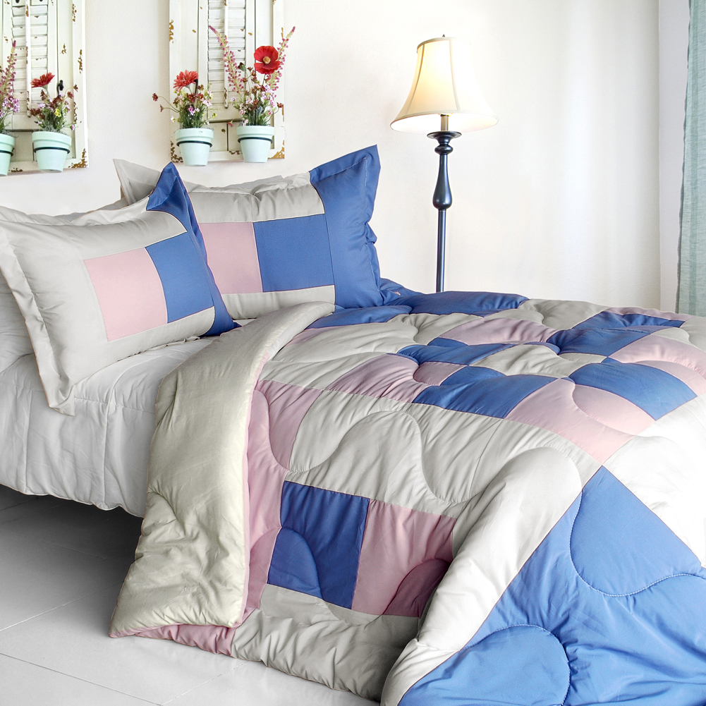 ONITIVA-CFT01025-1BRK-MPTP Dream Wings Quilted Patchwork Down Alternative Comforter Set, Pink - Twin Size