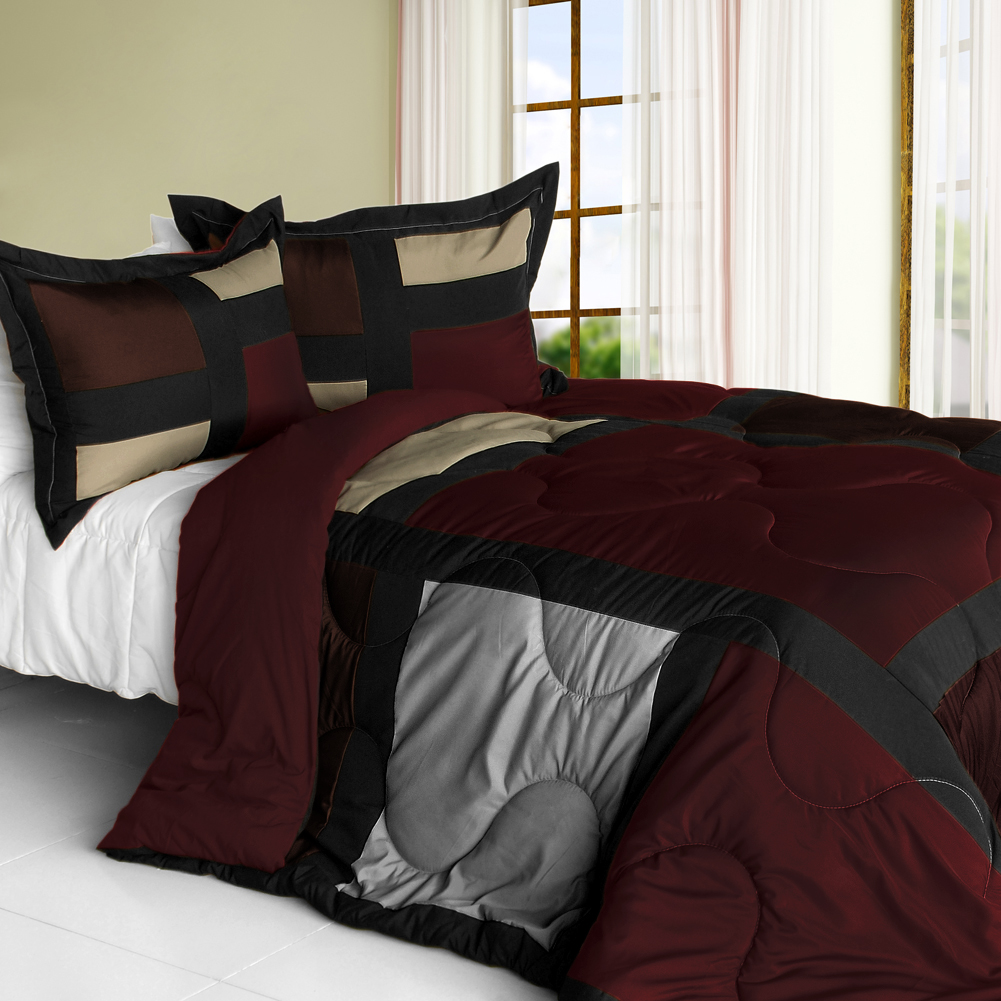ONITIVA-CFT01030-1BRK-MPTP Retro Classic Quilted Patchwork Down Alternative Comforter Set, Red - Twin Size