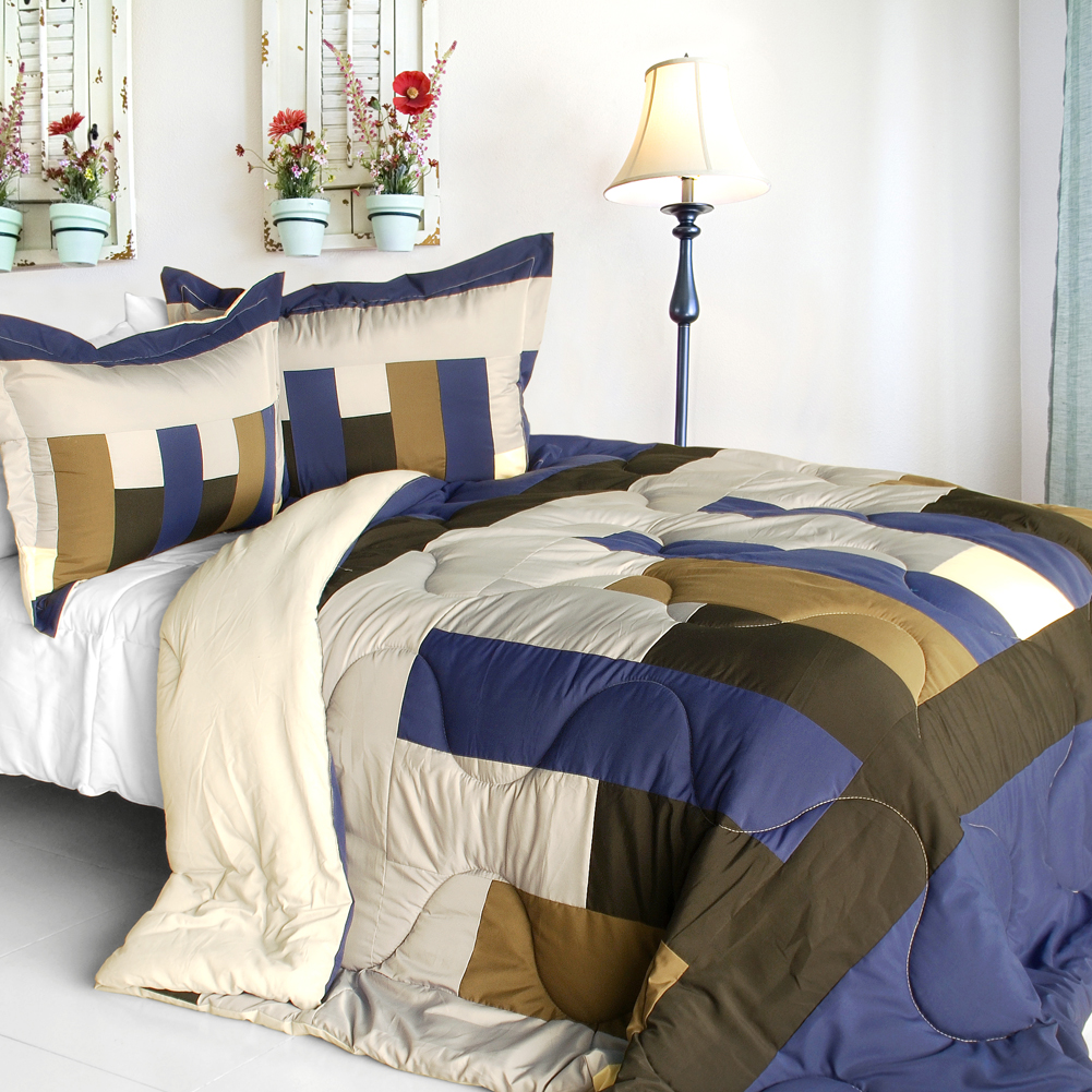 ONITIVA-CFT01046-1BRK-MPTP Composing a Life Quilted Patchwork Down Alternative Comforter Set, Brown - Twin Size