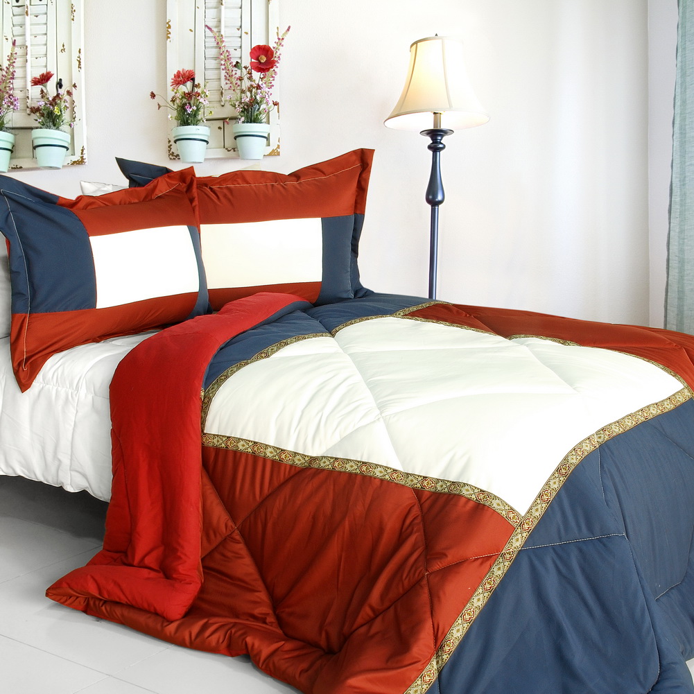ONITIVA-CFT01050-1BRK-MPTP King & Queen Quilted Patchwork Down Alternative Comforter Set, Blue - Twin Size