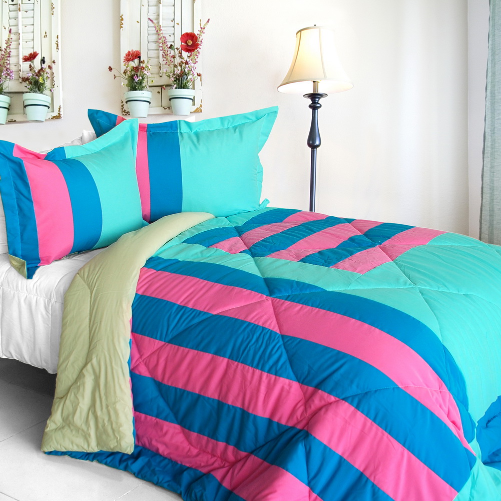 ONITIVA-CFT01064-1BRK-MPTP Great Hometown Quilted Patchwork Down Alternative Comforter Set, Blue - Twin Size