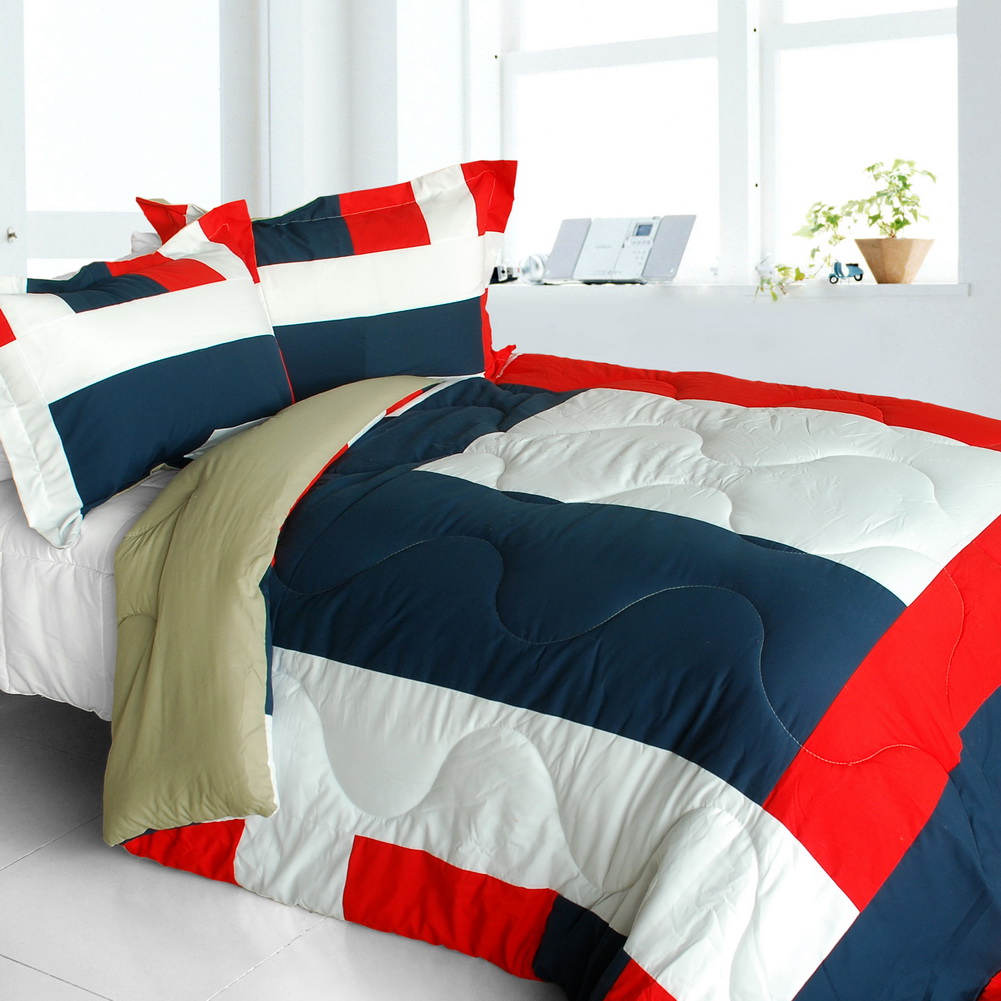 ONITIVA-CFT01068-1BRK-MPTP Loving Lorraine Quilted Patchwork Down Alternative Comforter Set, Blue - Twin Size
