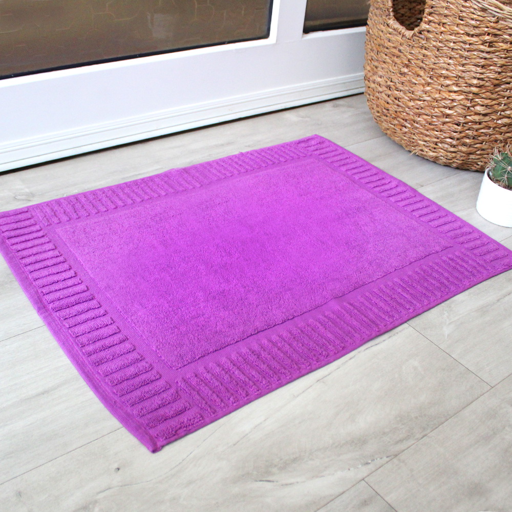 Picture of BLANCHO BEDDING HB-TLT-BM-2-650-FLAT-PURPLE-1PCS 100 Percent Cotton Hurbane Flat Bath Mat Towel Rug for Bathroom Set&#44; Purple