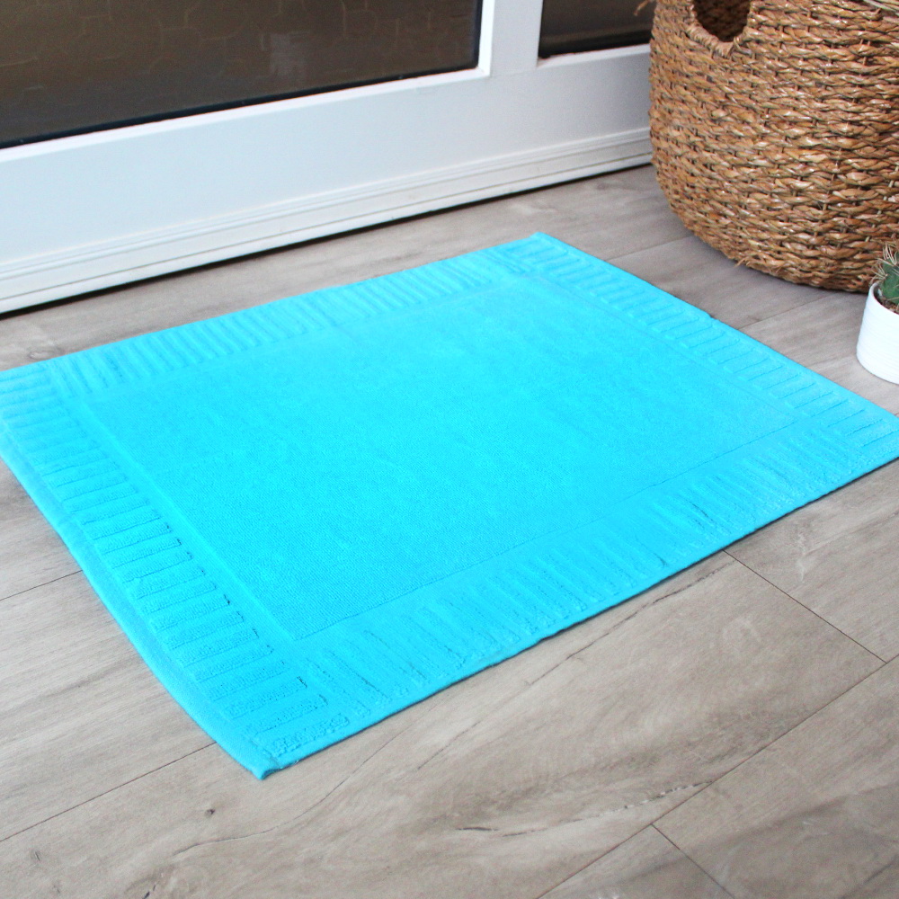 Picture of BLANCHO BEDDING HB-TLT-BM-2-650-FLAT-TURQ-4PCS 100 Percent Cotton Hurbane Bath Mat Towel Rug for Bathroom Set&#44; Turquoise - 4 Piece