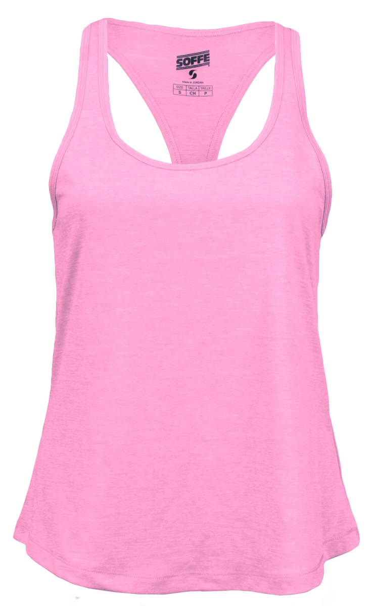 Picture of Soffe 1510V6FHMED Juniors Performance Racer Tank&#44; Rosewater & Neon Pink - Medium