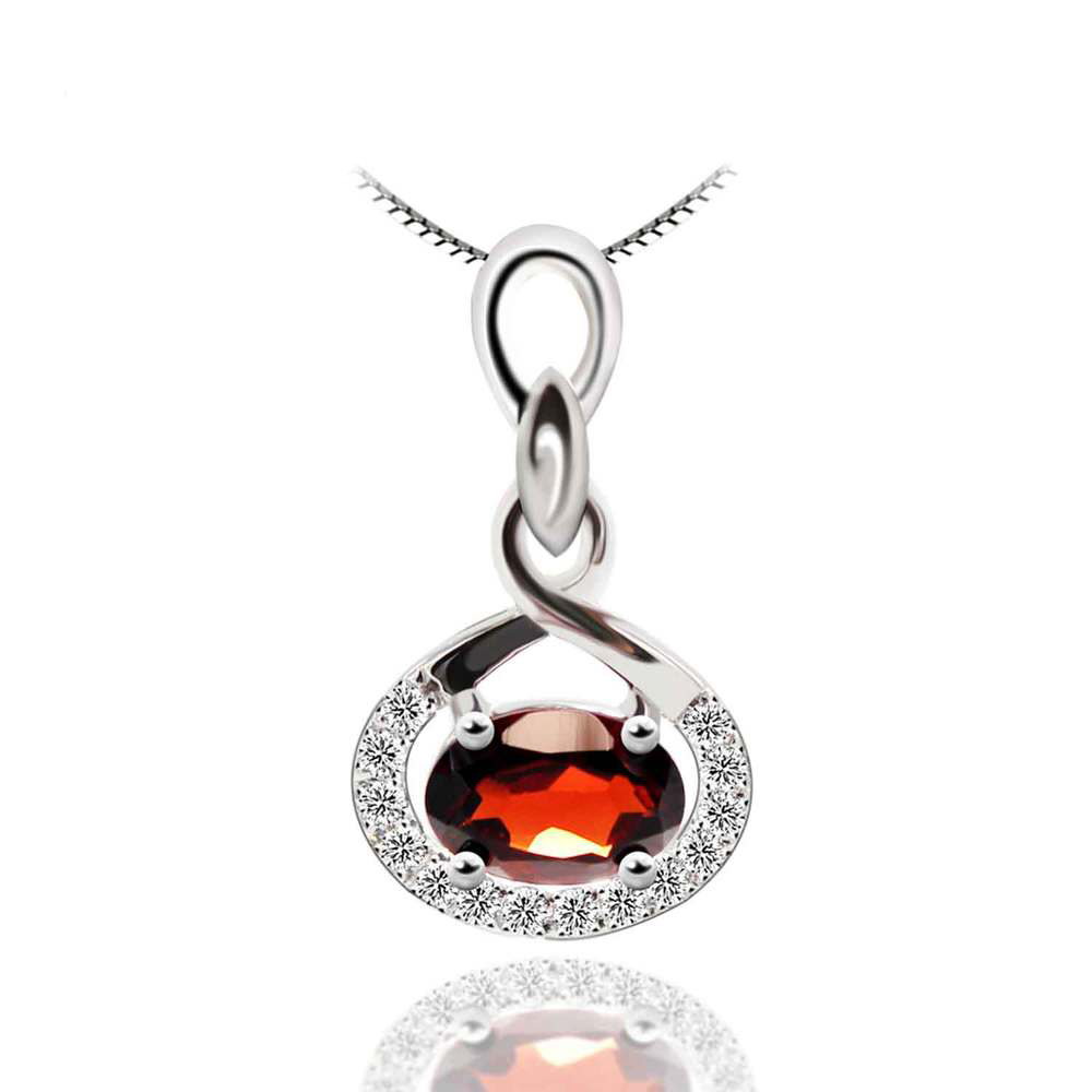 Picture of Majesty Diamonds MDS170224 1 CTW Oval Red Garnet Infinity Pendant Necklace in .925 Sterling Silver