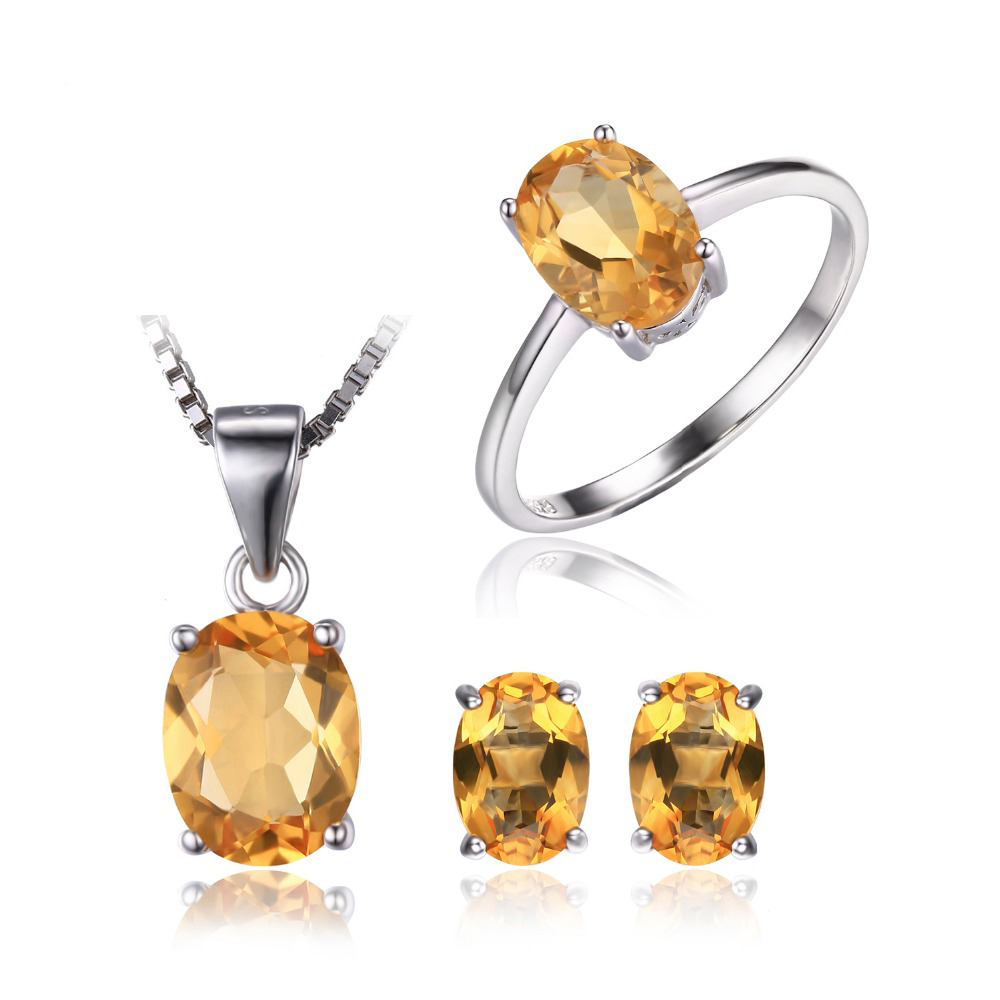 Picture of Majesty Diamonds MDS170226 4.2 CTW Oval Yellow Citrine Pendant Set in .925 Sterling Silver - Size 7