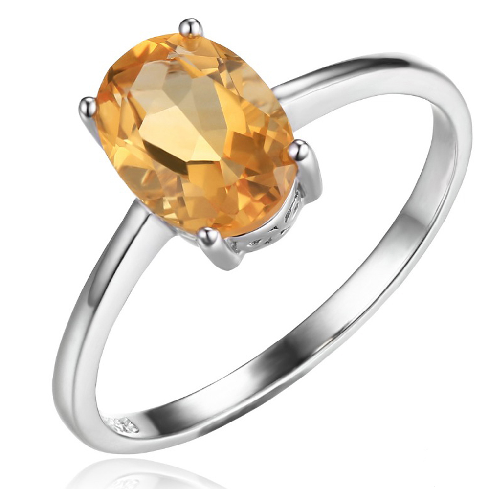 Picture of Majesty Diamonds MDS170204 1.16 CT Oval Yellow Citrine Cocktail Ring in .925 Sterling Silver - Size 6