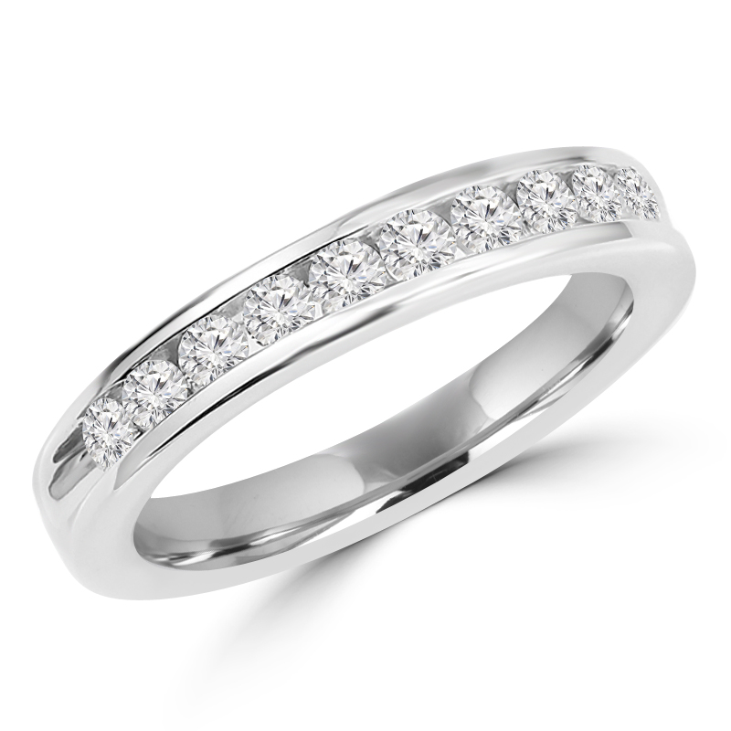 Picture of Majesty Diamonds MDR150003 0.5 CTW Diamond Channel Set Semi-Eternity Wedding Band Anniversary Ring in 14K