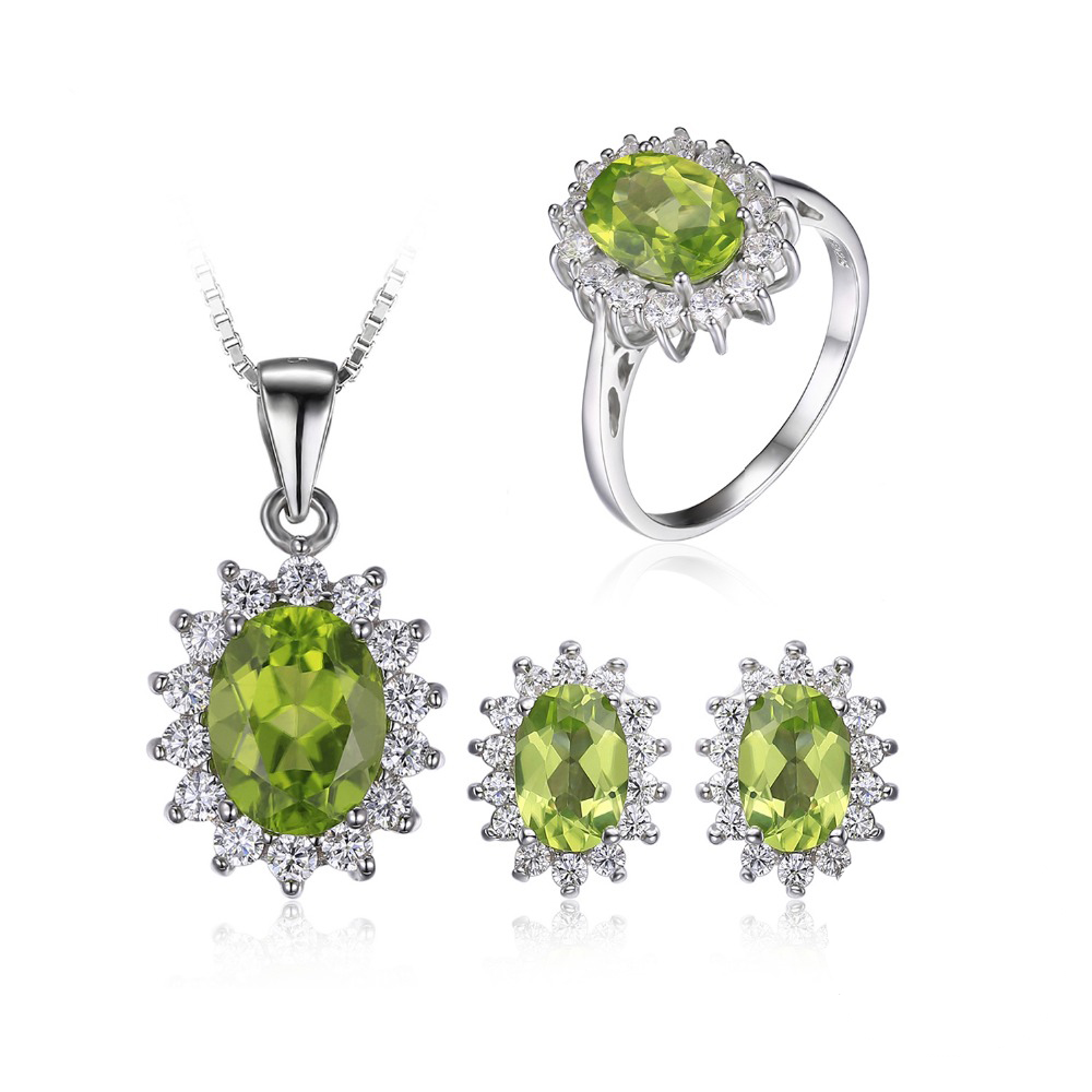 Picture of Majesty Diamonds MDS170200 5.33 CTW Oval Green peridot Pendant Set in .925 Sterling Silver - Size 6
