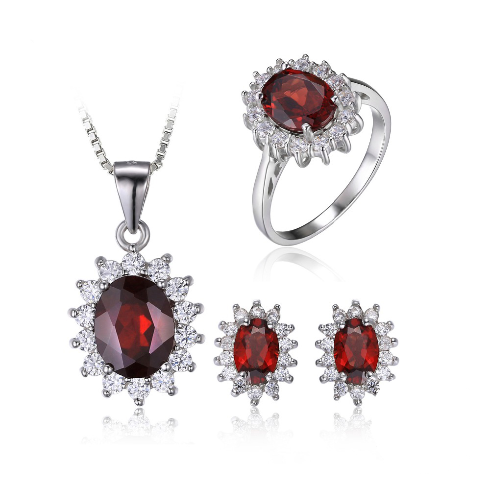Picture of Majesty Diamonds MDS170202 6.1 CTW Oval red garnet Pendant Set in .925 Sterling Silver - Size 7